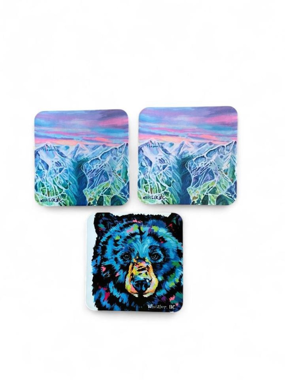 NWOT Whistler Mountain & Bear Art Coaster Set
